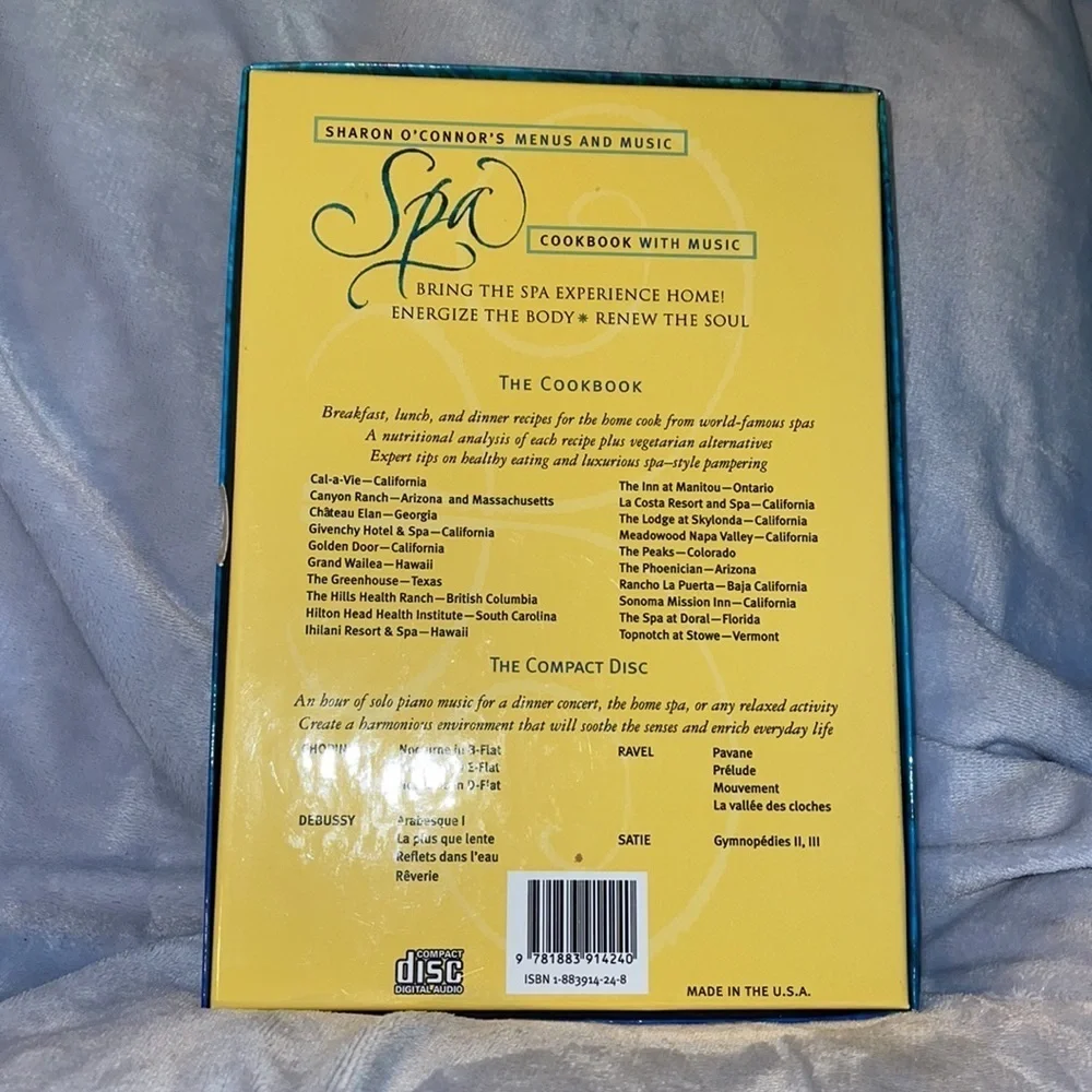 “Spa” cookbook, relaxing CD all in a box